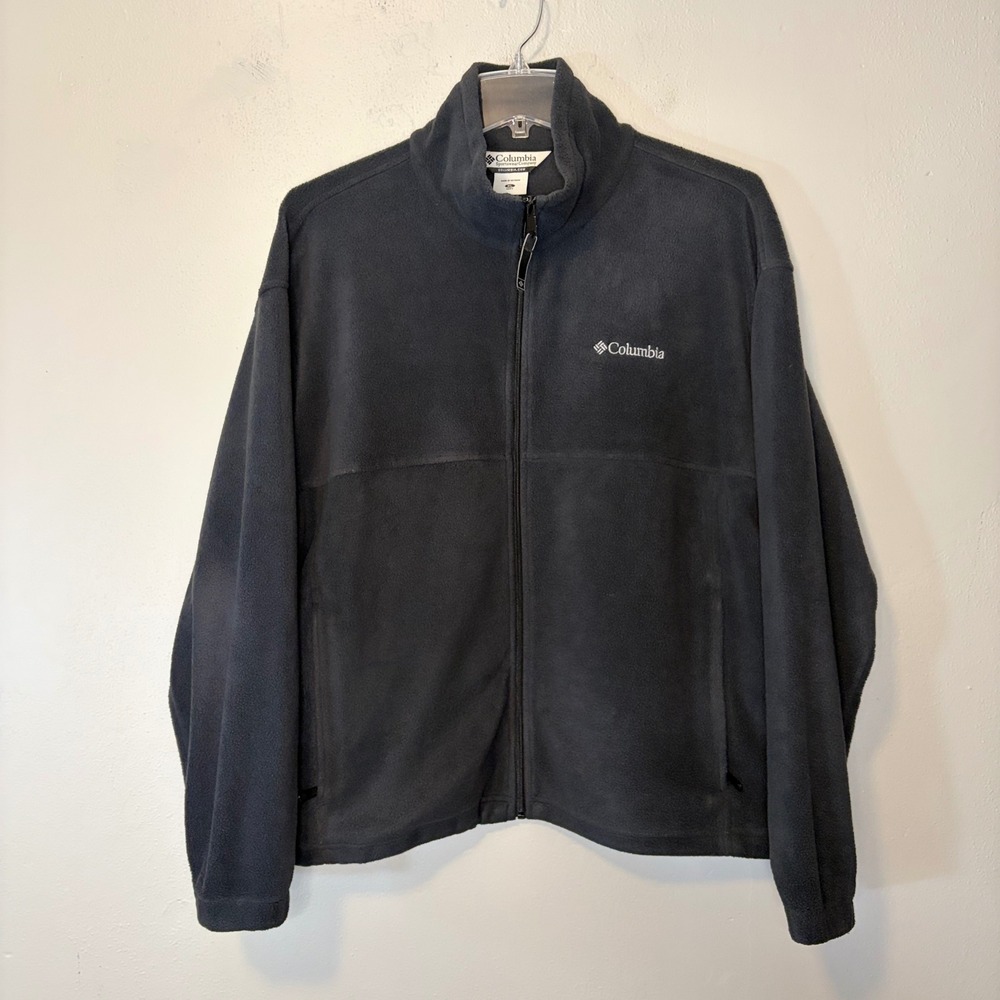 Columbia Mens XL Full Zip Fleece Jacket Charcoal Grey XM6861 Mock Neck Pocket